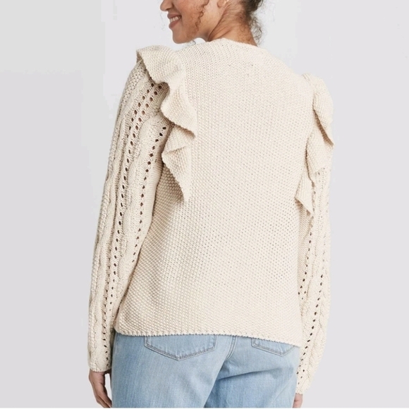 Universal Threads Ruffle Open Front Cotton Blend Cardigan - Picture 2 of 11